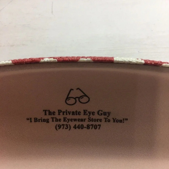 Hard Shell Eyeglass Case Polka Dot Textured Design Red/White W/Cleaning Cloth - Picture 5 of 7